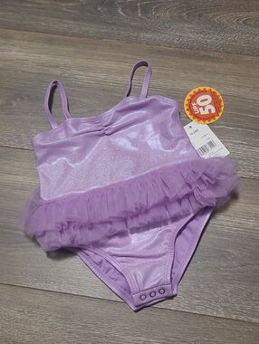 George NEW Purple Glitter Tutu One Piece  Swimsuit Snap Bottom Size 18-24M NWT